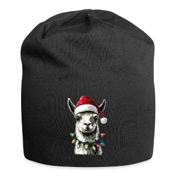 Lustige niedliche Lama Alpaka Weihnachtsmütze Weih - Jersey-Beanie - Schwarz - Vorne