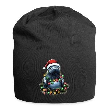 Manatee Floaty Potato Manatee Santa Hat Xma - Jersey Beanie - black - Front