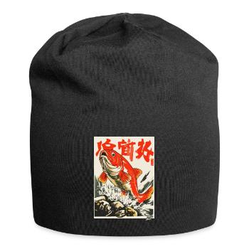 Vintage Japon Koi Carpe - Bonnet en jersey - noir - Devant