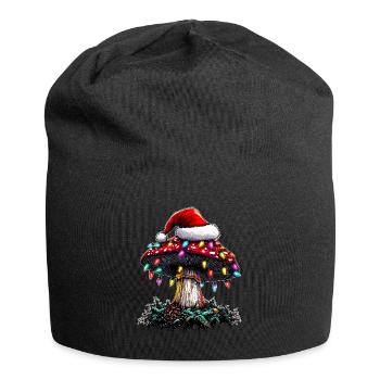 Champignon Cottagecore Esthétique Père Noël - Bonnet en jersey - noir - Devant