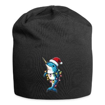 Niedlicher Narwal Weihnachtsmütze Xmas - Jersey-Beanie - Schwarz - Vorne