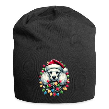 Pudel Hund Weihnachtsmütze Xmas - Jersey-Beanie - Schwarz - Vorne