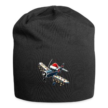 Avion RC modèle avion pilote chapeau de Noël Noël - Bonnet en jersey - noir - Devant