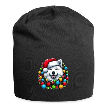 Samoyède Chien Chapeau de Noël Noël - Bonnet en jersey - noir - Devant
