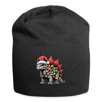 Stegosaurus Dinosaurier Weihnachtsmütze Xmas - Jersey-Beanie - Schwarz - Vorne