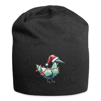Origami Paper Crane Japanese Folding Technique - Jersey Beanie - black - Front