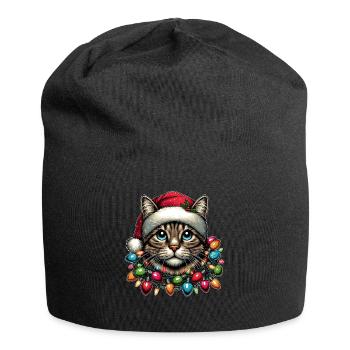 Tabby Katze Orange Katze Weihnachten Hut Xmas - Jersey-Beanie - Schwarz - Vorne
