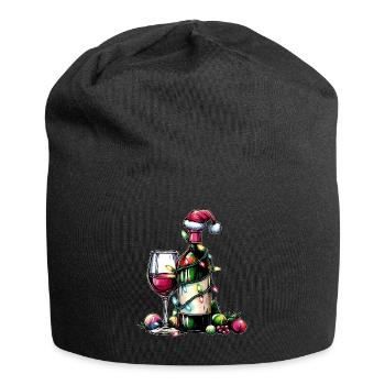 Buveur de vin Père Noël - Bonnet en jersey - noir - Devant