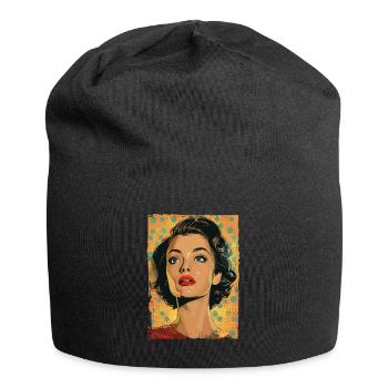 Klassische Retro Pop-Kunst Frau - Jersey-Beanie - Schwarz - Vorne