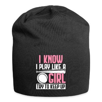 Fille de baseball Je sais que je joue comme une fille Essayez de Kee - Bonnet en jersey - noir - Devant