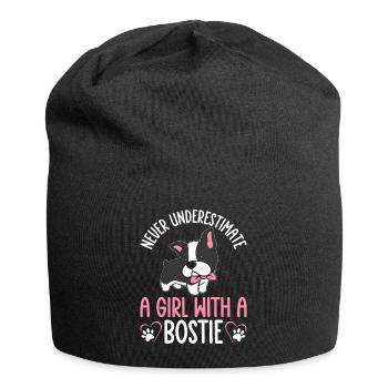 Boston Terrier Girl A Girl With A Bostie - Jersey Beanie - black - Front