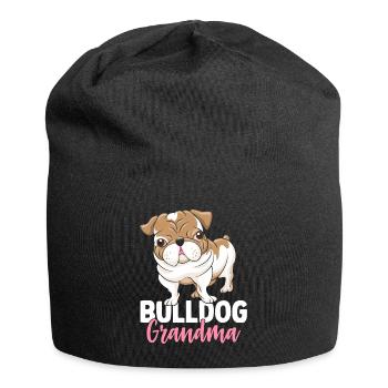 Bulldogge Großmutter Bulldoggenliebhaberin - Jersey-Beanie - Schwarz - Vorne