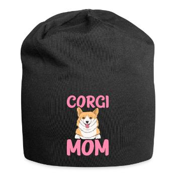Corgi-Mama - Jersey-Beanie - Schwarz - Vorne