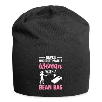 Funny Cornhole Girl Player Corn Hole A Fr - Jersey Beanie - black - Front