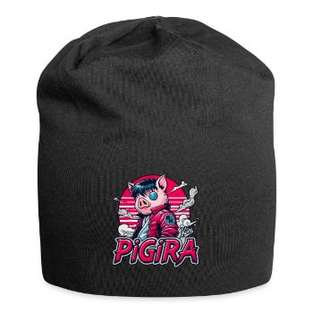 Pigira: The Japanese Cyber Punk Hero Pig - Jersey Beanie - black - Front