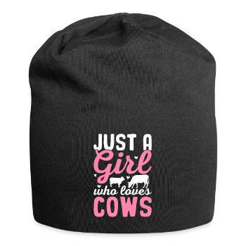 Juste une fille qui aime les vaches Cow Girl Bovin Génisse - Bonnet en jersey - noir - Devant