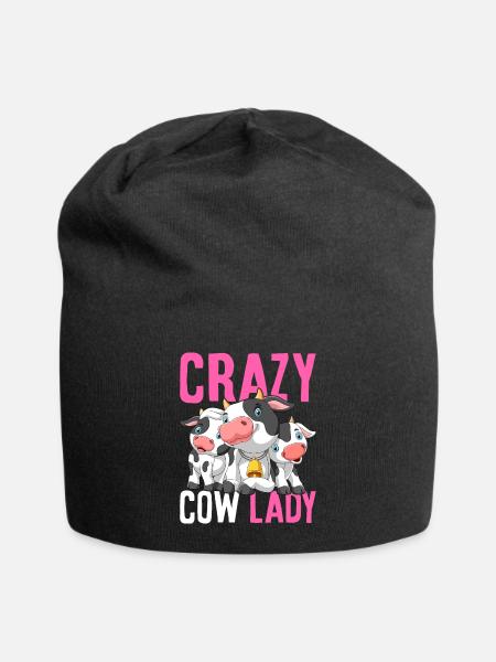 Verrückte Kuhdame Lustige Rinderfärse Mädchen Bäue - Jersey-Beanie - sort