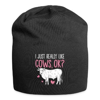J’aime beaucoup les vaches, d’accord ? Génisse de vache drôle - Bonnet en jersey - noir - Devant