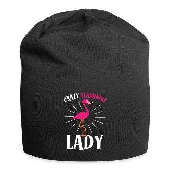 Verrückte Flamingo-Dame Verrückte Dame - Jersey-Beanie - Schwarz - Vorne