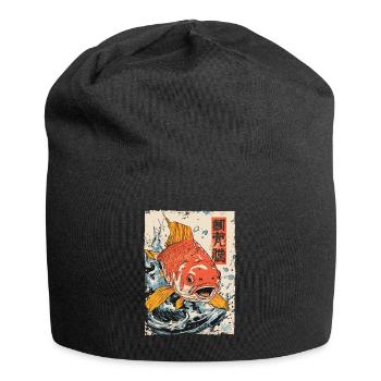 Poisson koï japonais - Bonnet en jersey - noir - Devant