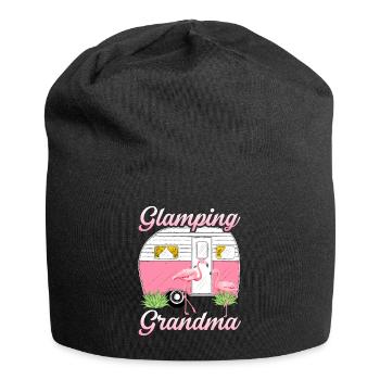 Glamping Oma Glamper Flamingo Wohnmobil Wohnwagen - Jersey-Beanie - Schwarz - Vorne