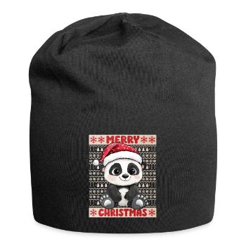 Panda Bear Christmas Cute Cute Christmassy - Jersey Beanie - black - Front