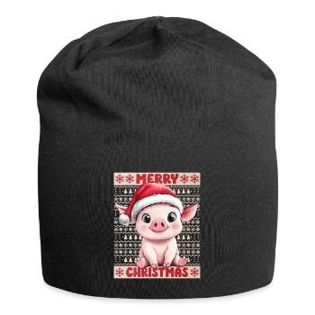 Pig Sow Christmas Cute Cute Christmassy - Jersey Beanie - black - Front