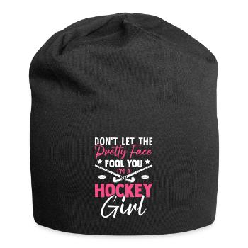Pretty Face Hockey Fille Joueuse de hockey Fille - Bonnet en jersey - noir - Devant