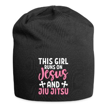 Girl running on Jesus Jiu Jitsu BJJ Martial Arts - Jersey Beanie - black - Front