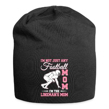 Football Mom The Mother of the Lineman Football Mom - Jersey Beanie - black - Front