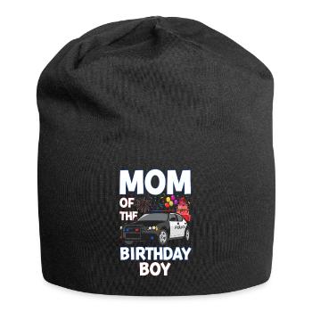 Mom Birthday Boy Policeman Law Enforcement - Jersey Beanie - black - Front