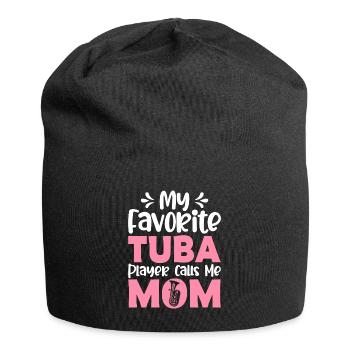Mein Lieblingstubaspieler nennt mich Mama - Jersey-Beanie - Schwarz - Vorne