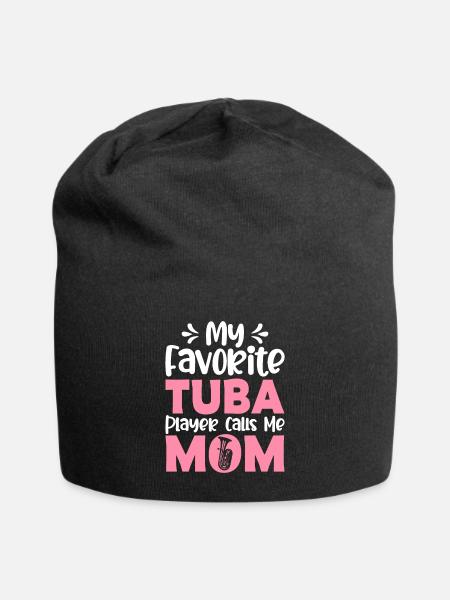 Mein Lieblingstubaspieler nennt mich Mama - Jersey-Beanie - Schwarz
