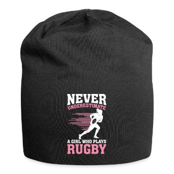 Ne sous-estimez jamais une fille qui joue au rugby - Bonnet en jersey - noir - Devant