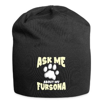 Furry Fandom Furries Fursona Frag mich über meine - Jersey-Beanie - Schwarz - Vorne