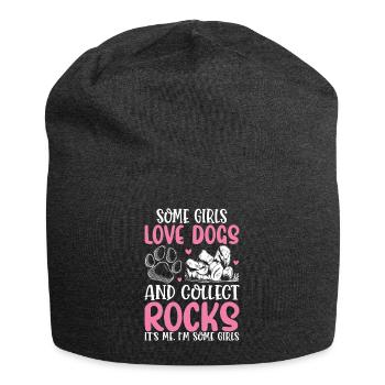 Some Girls Love Dogs And Collect Rocks Rock - Jersey Beanie - charcoal grey - Front
