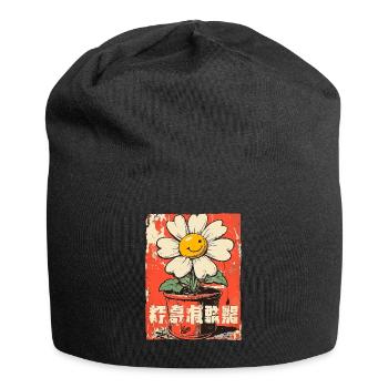 Drôle de fleur dans un pot de fleurs - Bonnet en jersey - noir - Devant
