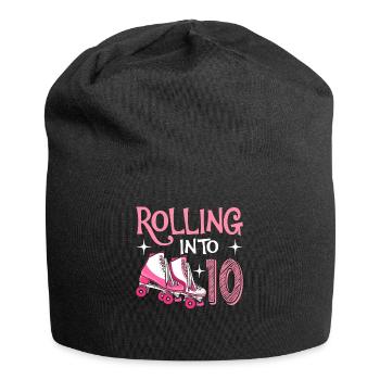Rolling Into 10 10 Year Old Birthday Scooter - Jersey Beanie - black - Front