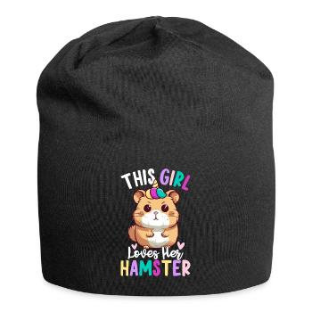 Cette fille aime son hamster Femelle - Bonnet en jersey - noir - Devant