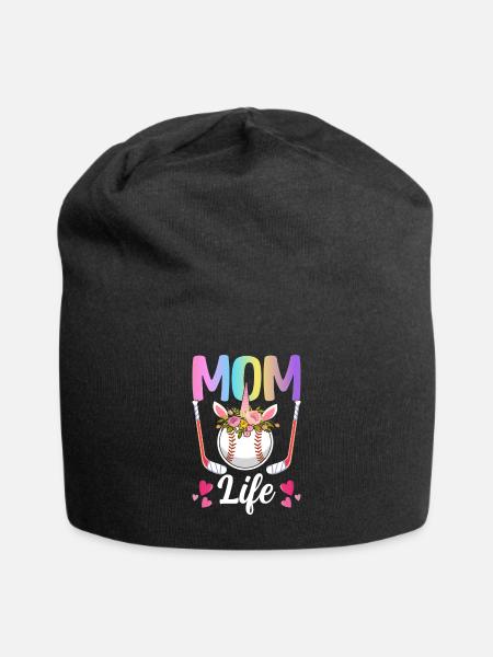 Mom Life Hockey Mom Illustration pour les fans de licornes. - Bonnet en jersey - noir