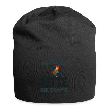 chicken hen please keep your mouth shut - Jersey Beanie - black - Front