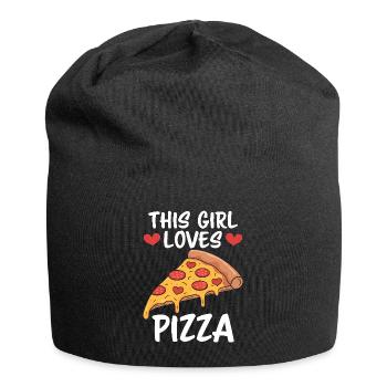 Pizza Spruch Witz Pizzeria Lustiges Pizza Geschenk - Jersey-Beanie - Schwarz - Vorne