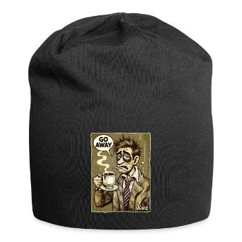 Go away! old morning grouch with coffee - Jersey Beanie - black - Front