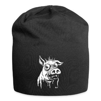 funny horror pig - Jersey Beanie - black - Front