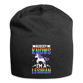 Nobody Knows I'm A Lesbian Pride LGBTQ Rainbow - Jersey Beanie - black - Front