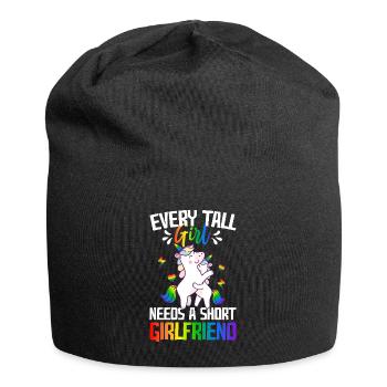 Tall Girl Needs A Short Girlfriend Lesbian Pride - Jersey-Beanie - Schwarz - Vorne
