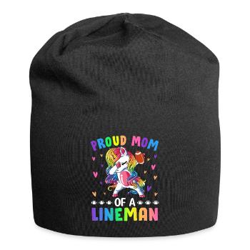 Proud Mom Of A Lineman Mom Football Graphic For - Jersey Beanie - black - Front