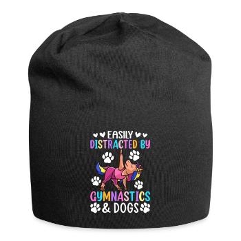 Distracted By Gymnastics & Dogs Gymnast Girl - Jersey Beanie - black - Front