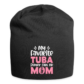 Mein Lieblingstubaspieler nennt mich Mama - Jersey-Beanie - Schwarz - Vorne