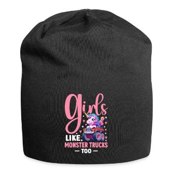 Girls Like Monster Trucks Too Monster Truck Girl - Jersey-Beanie - Schwarz - Vorne
